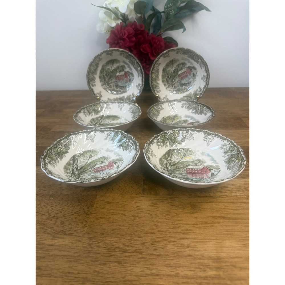 Johnson Brothers Friendly Village Old Mill Cereal Soup Bowls Set 6 England